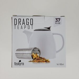 Tealyra Drago White Teapot With Infuser 37 fl oz